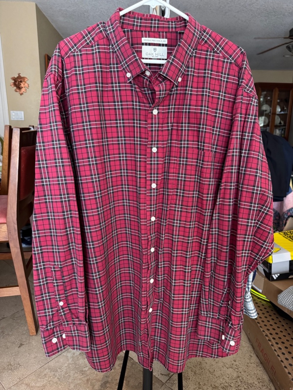 Oak Hill Men's Red Plaid Button-Down Shirt